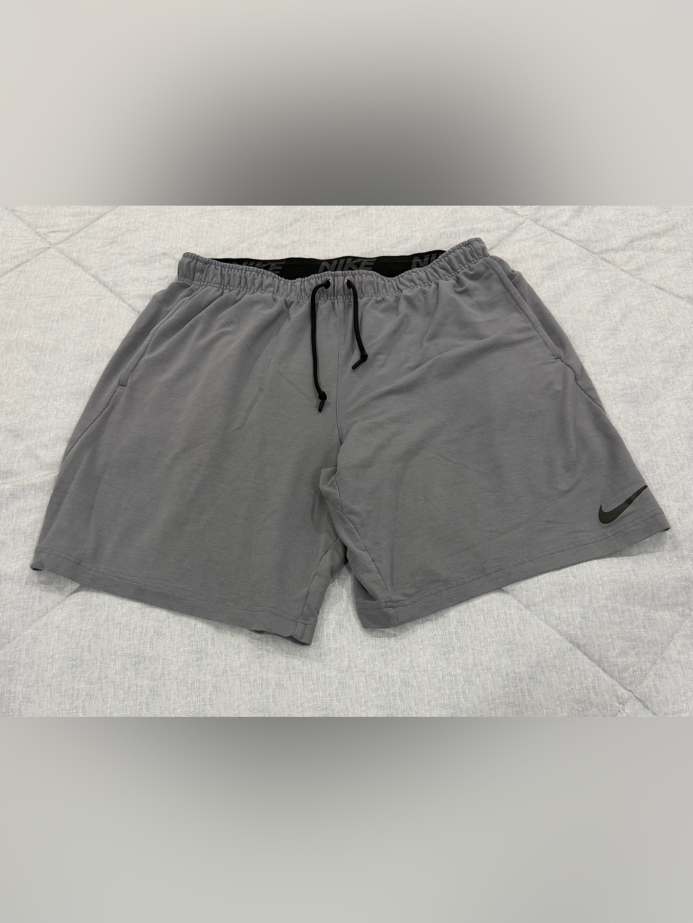 Nike Dri-Fit Gray Athletic Shorts with Black Drawcord
